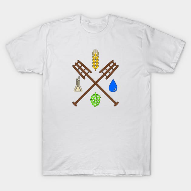 Beer Ingredients Dueling Paddles [Color] T-Shirt by PerzellBrewing